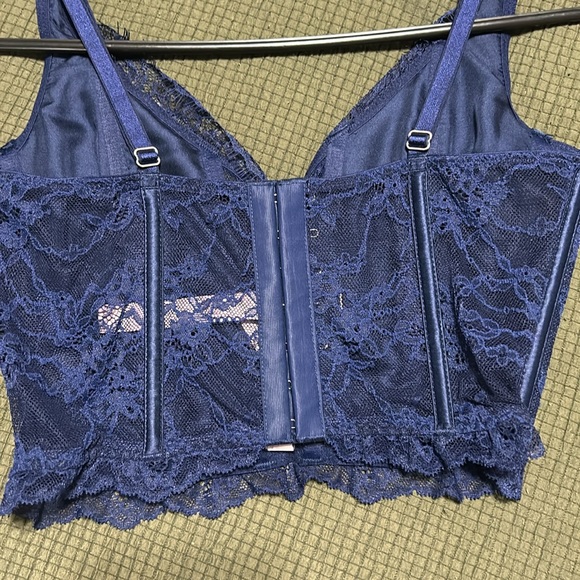 Victoria secret dream angels corset blue floral pattern - Picture 3 of 8